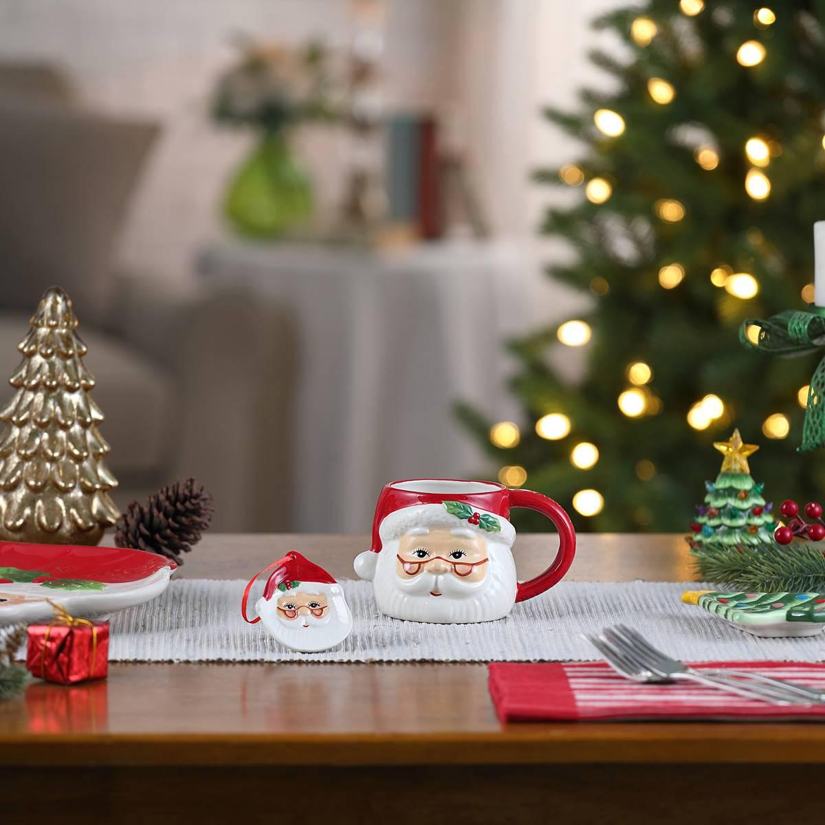 Mr. Christmas 16oz. Ceramic Santa Mug & Ornament Set