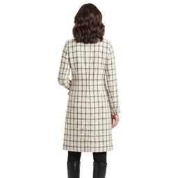 Womens Kasper Long Sleeve Windowpane Plaid Fringe Collar Jacket