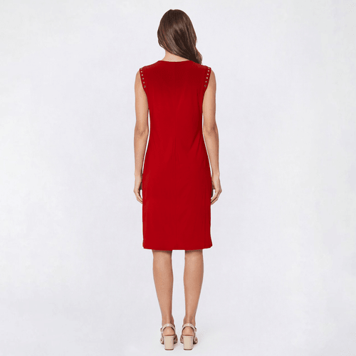 Womens Emma & Michele Sleeveless Studded Solid Trim Shift Dress