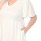 Plus Size White Mark Short Sleeve V Neck Solid A-Line Dress - image 4