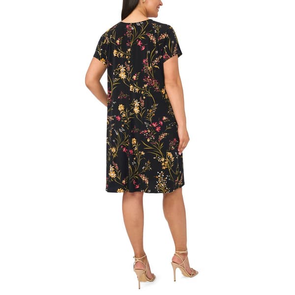 Plus Size MSK Short Sleeve Grommet Shift Trim Dress