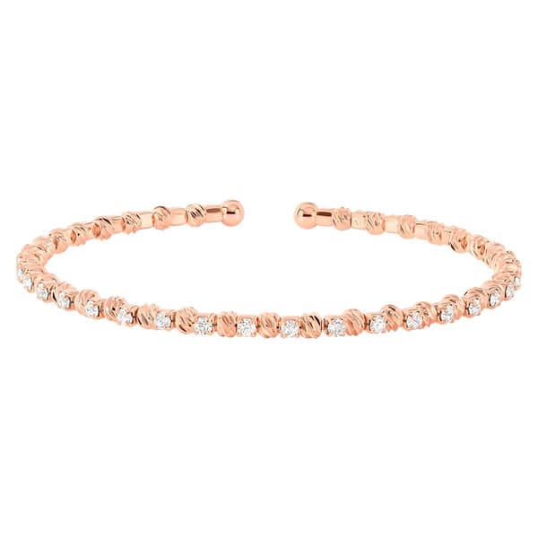 Athra Rose Gold over Brass Bead & Crystal Coil Bracelet - image 