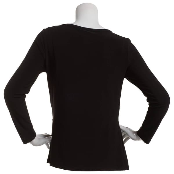Womens Anne Klein Long Sleeve Side Ruched Button Detail Blouse