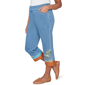 Petite Alfred Dunner Beachcomber Beach Embroidery Denim Capris - image 3
