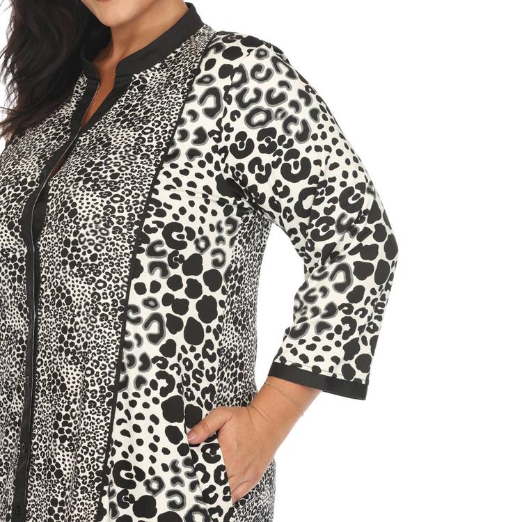 Plus Size White Mark Leopard Print Shift Dress