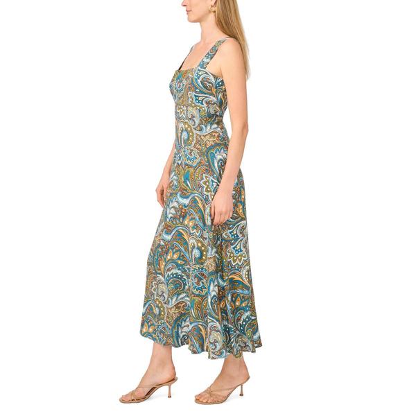Womens MSK Sleeveless Square Neck Paisley Midi Dress