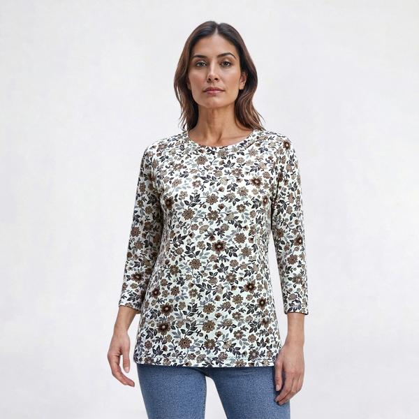 Plus Size Hastiing & Smith 3/4 Sleeve Folk Floral Tee - image 