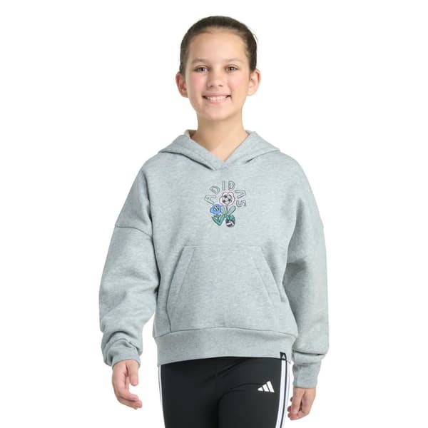 Girls (7-16) adidas(R) Plant Love Puffy Back Art Loose Fit Hoodie