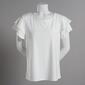 Womens Adrianna Papell Short Double Flutter Sleeve Eyelet Top - image 1