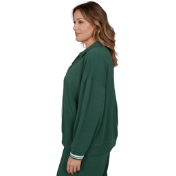 Plus Size Ruby Rd. Game of Luxe Stripe Trim Sweatshirt