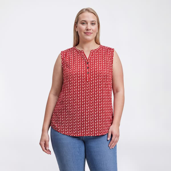 Plus Size Hasting & Smith Americana Star Split Neck Tank Top