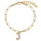 Athra 14kt. Gold Over Brass CZ J Initial Bracelet - image 1