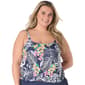 Plus Size Beach House Jungle Blouson Tankini Swim Top - image 1