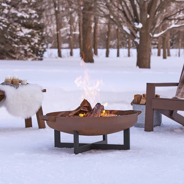 Real Flame La Porte 31in. Round Steel Wood Burning Fire Pit