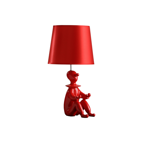 HomeRoots 21in. Red Bedside Table Lamp with Empire Shade