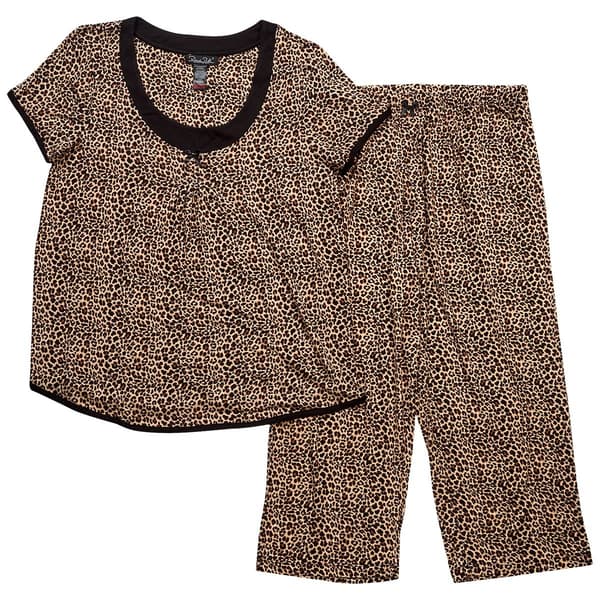 Womens Ren&#233; Rof&#233;&#174; Short Sleeve Leopard Capri Pajama Set
