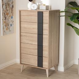 Baxton Studio Lisen 5 Drawer Chest