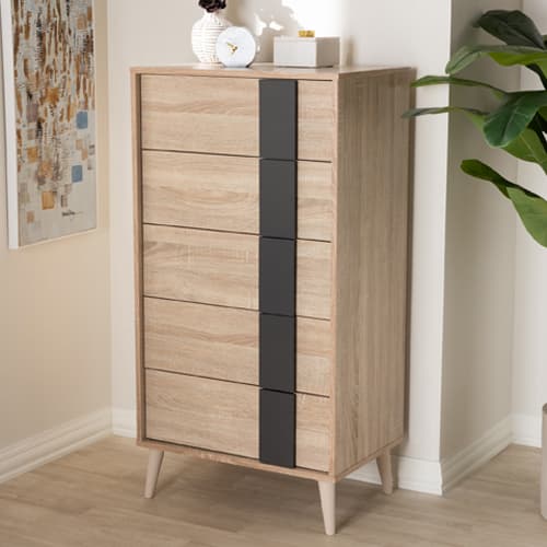 Baxton Studio Lisen 5 Drawer Chest - image 