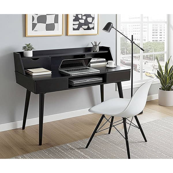 Casual Contemporary Living Solid Acacia Desk w/ Charging Station