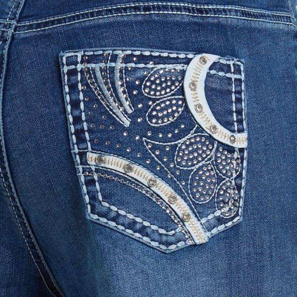 Juniors Gogo Jeans High Rise Straight Leg Rhinestone Pocket Jeans
