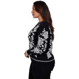 Plus Size Ruby Rd. Mysterious Romance Floral Jacquard Sweater