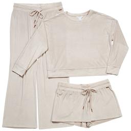 Womens Danskin Ribbed Velour 3Pk Pajama Set