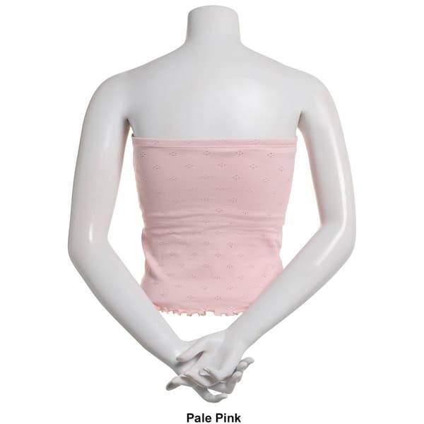 Juniors No Comment Pointelle Seamless Lettuce Hem Tube Top