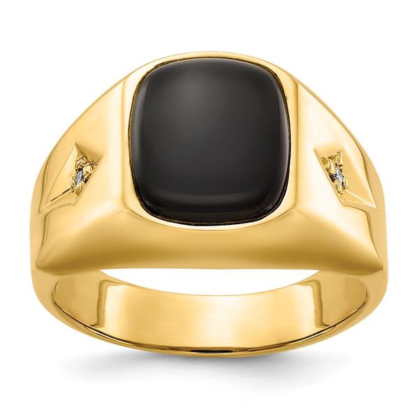 Mens Gentlemens Classics(tm) 14kt. Gold Soft Onyx & Diamond Ring - image 