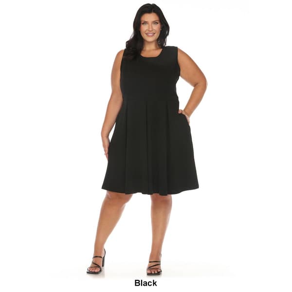 Plus Size White Mark Solid Fit and Flare Dress