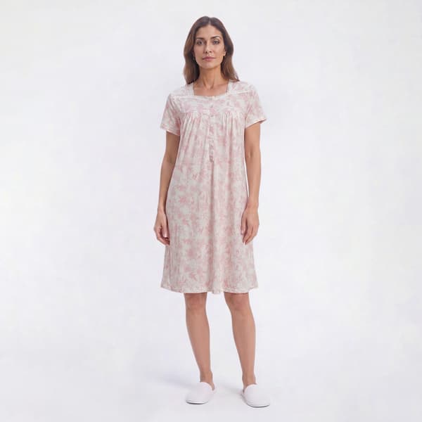 Womens Elizabeth & Nicole Garden Toile Lace Henley Nightgown