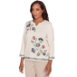 Petite Alfred Dunner Saratoga Springs Floral Embroidery Blouse - image 3