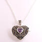 Marsala Fine Silver Plated & Marcasite Locket Necklace - image 1