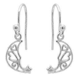Marsala Sterling Silver Filigree Moon & Star Earrings