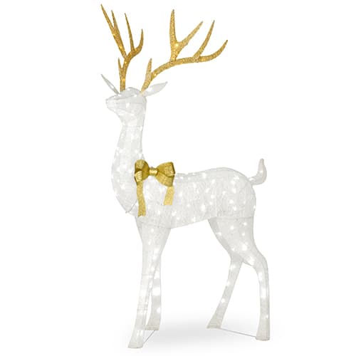 National Tree 6.25ft. Pre-lit Crystal White Standing Buck - image 