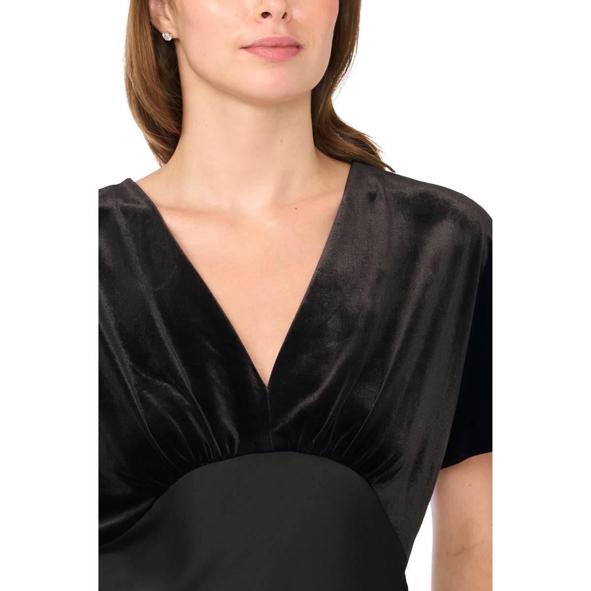 Womens MSK Short Dolman Sleeve Velvet V-Neck Blouse