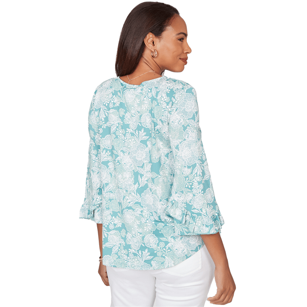 Petite Ruby Rd. Renaissance Romance 3/4 Ruffle Sleeve Blouse