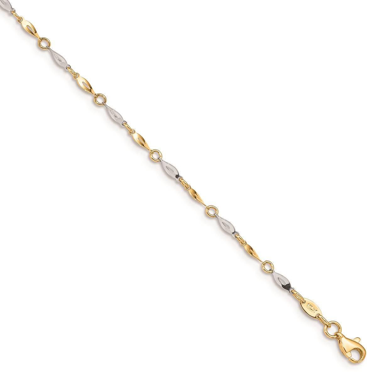 Gold Classics™ 14kt. Gold Two-Tone Polished 9in. Anklet