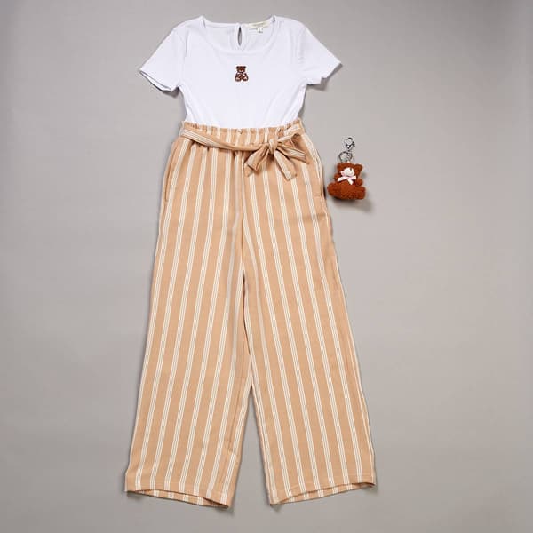 Girls (7-16) No Comment Short Sleeve Teddy Bear Paperbag Jumpsuit - image 