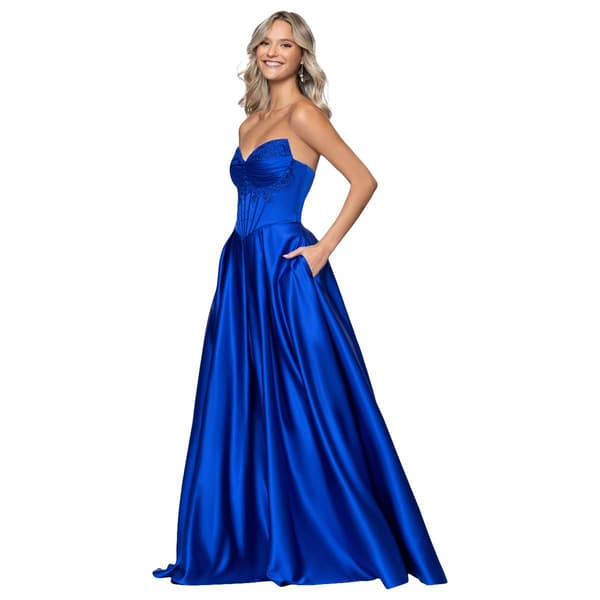 Juniors Blondie Nites Satin Strapless A-line Dress