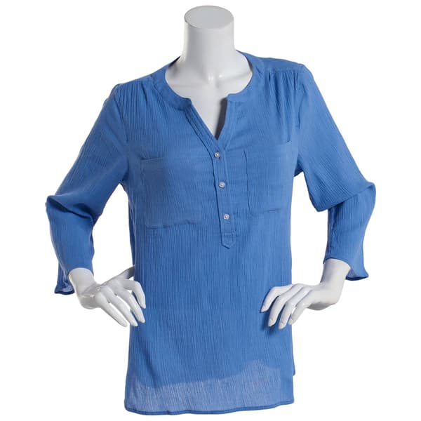 Petite Hasting & Smith 3/4 Sleeve Split Neck/3 Button  Top - image 