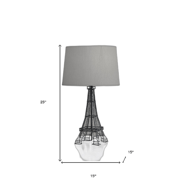 HomeRoots 25in. Black Acrylic Paris Eiffel Tower Desk Table Lamp