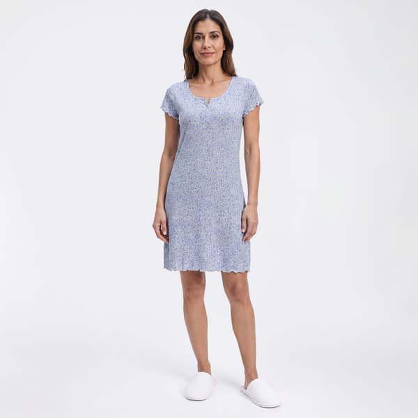 Womens Laura Ashley(R) Garden Meadow Lettuce Edge Henley Nightshirt