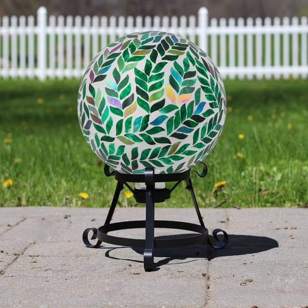 Northlight Seasonal Mosaic Iridescent Leaves Garden Gazing Ball