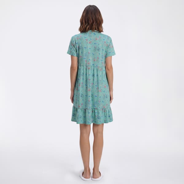 Womens White Orchid Short Sleeve V-Neck Bike Nightshirt