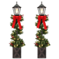 Puleo International 4ft LED Artificial Adorned Lamp Post Set of 2 - image 1