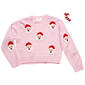Girls (7-16) No Comment Santa Sweatshirt w/ Candy Cane Hair Clip - image 1