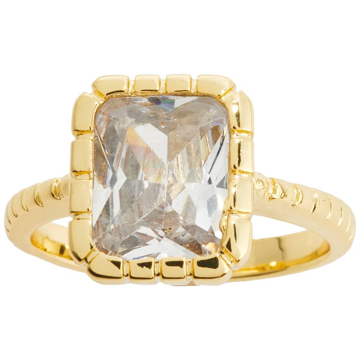 Ashley Cooper(tm) Gold-Tone Emerald Cut CZ Stone Ring