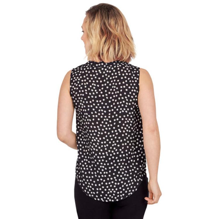 Plus Size Emaline Essentials Sleeveless V-Neck Polka Dot Blouse