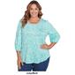 Plus Size Ruby Rd. Hello Spring Knit Embroidered Mix Puff Tee - image 4