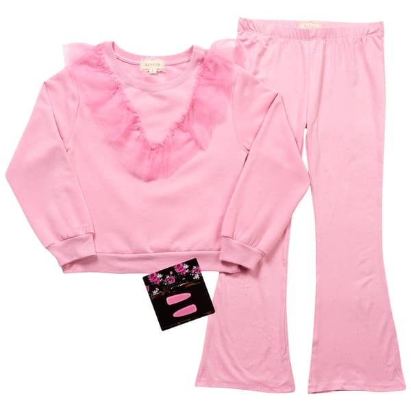 Girls &#40;7-12&#41; BTween&#40;R&#41; Mesh Ruffle Sweatshirt & Sparkle Leggings - image 
